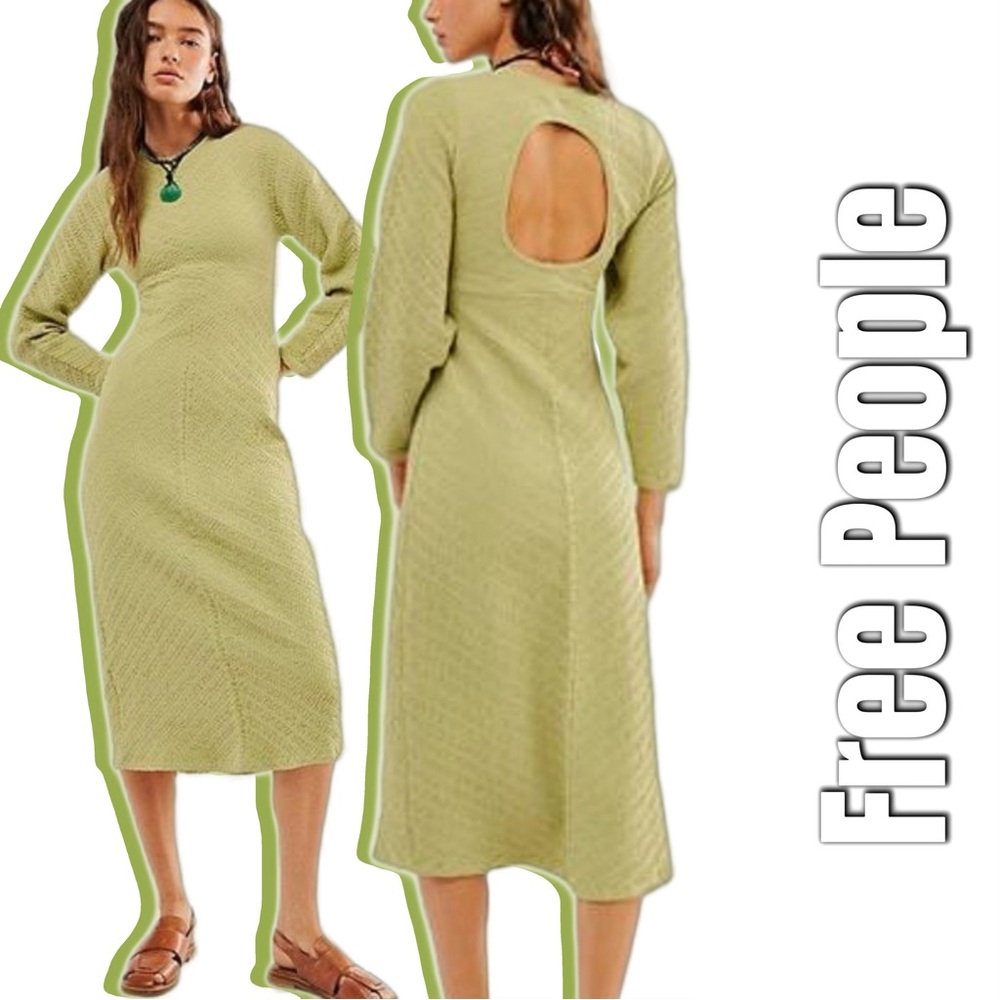Free People‎ Gabby Seamless Midi Dress Green XS/Small